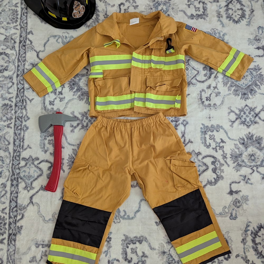 Tan and Black Firefighter Costume Set for Kids